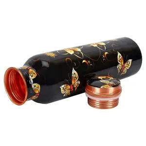 Juego de botellas de agua de cobre con diseño de impresión múltiple de 4 botellas de cobre de trabajo esmaltado para aplicaciones de oficina y escuela - Product Image 4