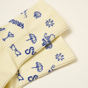 High Quality Crew Pilates Grip <b>Socks</b> Summer Cartoon Text Design Non Slip Comfortable Sweat-Absorbent Daily Wholesale <b>Women</b> - Product Image 3