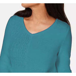 Cardigan Vintage Casual da Donna Karen Scott in Cotone Traspirante con Lavorazione Mista, Blu, Taglia XS, per la Stagione Invernale, con Logo Frontale - Product Image 2