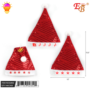 Sombrero de Papá Noel de Navidad con lentejuelas y luz 144PC/cartón bordado Logo Party Decoration Supply - Product Image 1