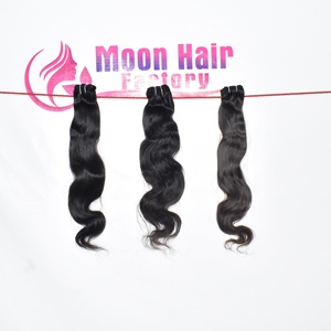Extensions de cheveux indiennes Bodywave à cuticules alignées, couleur noir naturel, double trame Remy, qualité profonde, prix de gros, en vente par Export - Product Image 2
