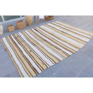 พรมวินเทจขนาด 6.5x9.3 ฟุต สีน้ำตาลลายดอกไม้ พรมขนสัตว์ตุรกี - Product Image 3