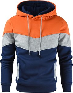 2025 personalizado al por mayor de los hombres de manga larga pulóver polar con capucha 100% algodón Casual sudadera Venta caliente Panel Color primavera - Product Image 1