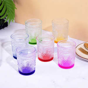 Juego de 6 Vasos de Vidrio Texturizado Multicolor con Diseño Floral Moderno, Aptos para Lavavajillas, para Fiestas, Bodas y Regalos - Product Image 3