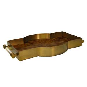 Beau plateau exclusif en corne de nouvelle forme avec base en métal pour table décorative idéal pour les anniversaires de mariage et les repas élégants - Product Image 3