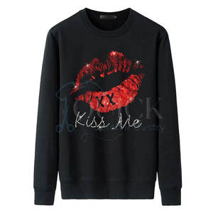 Sudadera de mezcla de algodón a precio de fábrica nueva llegada algodón mezclado logotipo personalizado Slim Fit sudadera con diamantes de imitación - Product Image 1