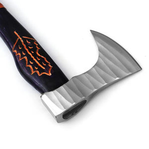 มีดโทมาฮอว์กเหล็กดามัสกัส 18.5 นิ้ว ยี่ห้อ Burraq Custom ด้ามไม้โรสวูด พร้อมปลอกหนัง ของขวัญสำหรับกิจกรรมกลางแจ้ง ของขวัญสำหรับคุณพ่อ ทำด้วยมือ งาน DIY ระดับอุตสาหกรรม - Product Image 2