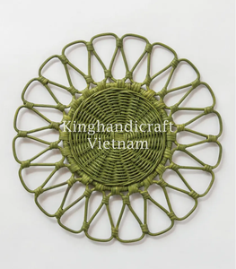 Eco Friendly Round Rattan <b>Coasters</b> for Tea Coffee and <b>Wine</b> Glasses - Product Image 6