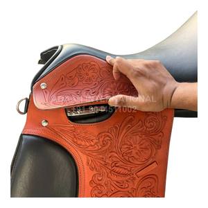 Selle en cuir sculptée Western Ensemble complet de selle d'équitation avec bride et étriers | Selle en cuir sculptée professionnelle - Product Image 4