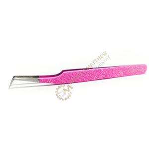 Pince à épiler en acier inoxydable rose étincelant avec logo personnalisé vente en gros outil d'extension de cils à pointe pointue et à isolation/volume - Product Image 6