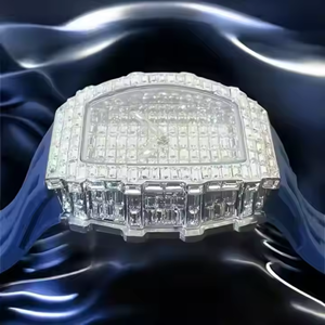 Montre Analogique de Luxe en Acier Inoxydable à Quartz Carré Baguette Moissanite Diamant Glacé Style Hip Hop Bijoux d'Affaires Sport Limité - Product Image 2