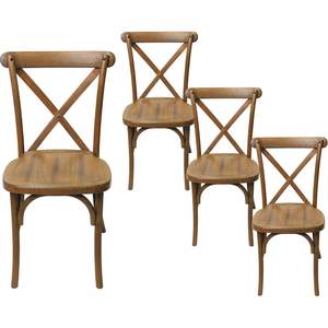 Set di 4 Sedie da Pranzo in Resina Stile Rustico con Schienale a Croce per Cucina, Matrimoni, Ristoranti e Uso Domestico - Product Image 5