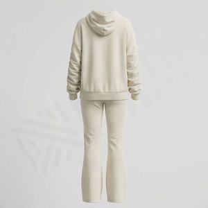 Conjunto Deportivo Casual de 2 Piezas de Felpa Francesa para Mujer, Top de Manga Larga y Pantalones Acampanados a Juego, Conjunto Deportivo de Otoño - Product Image 2