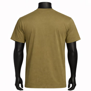 Camiseta Casual Verde Oliva para Hombre Wellprove, Cuello Redondo, Manga Corta, Lisa, 100% Algodón, Corte Holgado, Color Sólido, Transpirable - Product Image 3