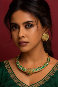 Conjunto de Moissanite Polki Hasli de alta calidad para mujer, Ideal para bodas, ocasiones especiales, conjunto de collar de lujo tradicional indio - Product Image 3