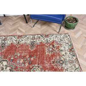 Tapis turc vintage 6,2x9,6 pieds, tapis oriental en laine rouge - Product Image 5