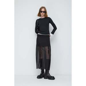 Jupe longue en élasthanne à volants en maille pour filles, taille plus, décontractée, en mousseline, taille naturelle, maxi, hiver - Product Image 3