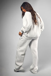 Ensemble de survêtement gris confortable pour femme avec col montant - Coupe décontractée, ensemble de vêtements de détente d'hiver, lavage à l'acide et respirant - Product Image 2
