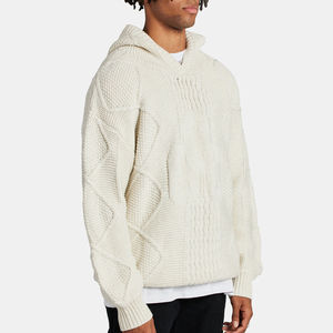 เสื้อฮู้ดแบบสวมหัวผ้าคอตตอนผสมขนาดใหญ่สำหรับผู้ชายเสื้อฮู้ดถักแบบเรียบสำหรับฤดูหนาว - Product Image 2