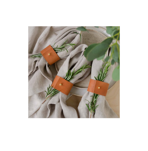 Anneaux de serviette de mariage en cuir à logo personnalisé Anneaux de serviette de table en cuir végétal de luxe de haute qualité - Product Image 4