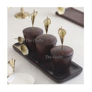 Boîte à chocolats et noix en aluminium couleur or Boîte à bonbons de service de forme ronde faite à la main pour la vaisselle de restaurant - Product Image 6