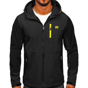 Parka de poliéster con cuello levantado y Sudadera con capucha informal para hombre, chaqueta cortavientos de moda con estampado, venta al por mayor de fábrica personalizada - Product Image 1