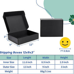 Cajas de envío de cartón corrugado negro: embalaje, cajas de regalo con tapas para pequeñas empresas personalizadas - Product Image 2