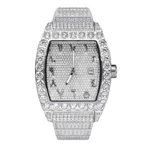 Montre Hip Hop glacée en argent Sterling 925 pour hommes de luxe Moissanite diamant bande en acier inoxydable cadran analogique verre Style charme - Product Image 1