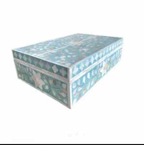 Premium Polished Wood Bone Inlay Eco-friendly Jewelry <b>Box</b> Artistic <b>Floral</b> Design for Sophisticated Gift Jewelry Storage India - Product Image 2