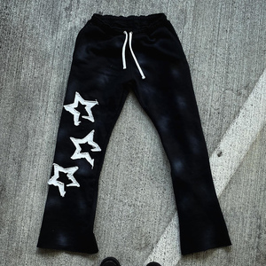 Fabricación Distress Bordar Flare Pantalones de chándal \ Ropa deportiva Entrenamiento Correr Ejercicio Distress Bordado Flare Pantalones de chándal para hombres - Product Image 1