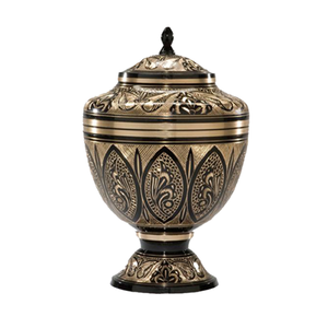 Urne de crémation humaine adulte de Style américain traditionnel cercueil de stockage de cendres en métal avec mémorial de gravure noir mémorial funéraire - Product Image 1