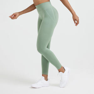 2024 nouveau haute qualité élastique mi-taille Yoga Fitness Leggings couleur unie en gros - Product Image 4