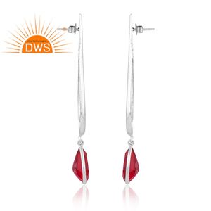 Meilleure vente Doublet en argent sterling oxydé Rubylite Tourmaline Quartz Boucles d'oreilles en pierres précieuses Bijoux personnalisés pour femmes - Product Image 3