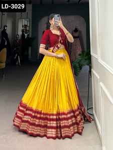 Indian Ethnic Wear Pure Chanderi with Plain With Zari Weaving Work Border Lehenga Choli and Weaving Work With Lace Dupatta - Product Image 6