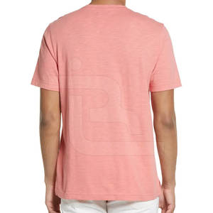 T-shirt unisexe à col en O en polyester/coton épais 100% coton tricoté coupe surdimensionnée avec poche impression personnalisée pour hommes - Product Image 2