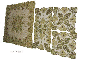 Hot Selling Handmade Beads Embroidery <b>Tablecloth</b> Golden Net Bead Embroidery Sunflower Design for Weddings New Arrival - Product Image 4