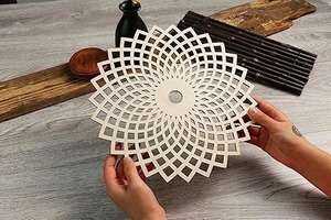 MDF Art mural géométrie sacrée grille de cristal Sri Yantra pour la maison Yoga Studio décor prix de gros découpé au Laser acheter faizacraft - Product Image 4