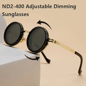Nouvel Arrivage 2026 – Lunettes de Soleil Rondes Polarisées UV400 avec Filtre ND Réglable 1-9 et Logo Personnalisé pour Hommes, Idéales pour la Conduite et la Pêche - Product Image 2