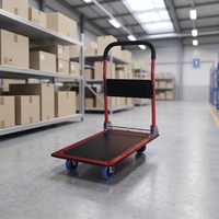 Chariot de manutention pliable à quatre roues pour entrepôt et supermarché, capacité de charge 150 kg, avec poignée