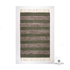 Tapis en coton moderne tissé à la main de luxe avec pompons, forme rectangulaire, pour salon et chambre à coucher - Product Image 5
