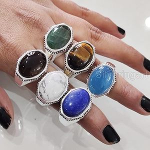 Bague pour homme en gros, pierre de lune naturelle, labradorite, turquoise, tourmaline, pierre précieuse, bague turque, bijoux, bague en argent sterling 925 - Product Image 2