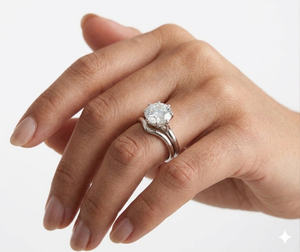 Lurba Jewels 2 Ct Round Cut Lab Grown Diamond Vintage Engagement Wedding Ring Set Solid 14K White Gold IGI Certified Bridal Ring - Product Image 1