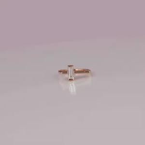 Anillo DE BODA solitario con corte Baguette de oro de 14 quilates de diamante cultivado en laboratorio, diseño clásico Simple a la moda con anillo hecho a mano personalizado - Product Image 1