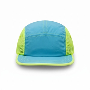 Gorra de nailon impermeable para acampar, azul y verde lima, de 5 paneles, con malla, unisex, informal, para exteriores, transpirable, para primavera y verano, para adultos - Product Image 1