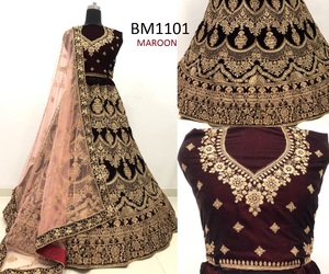 นักออกแบบอินเดียสุดพิเศษ Lahenga Choli พร้อมเสื้อเดรสดีไซน์เนอร์อินเดียแบบดั้งเดิมสวมใส่สบายๆวัสดุเดรสสีชมพูสีสันสดใส - Product Image 5