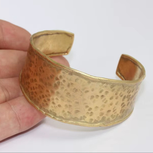 กำไลข้อมือทองเหลืองดิบ69มม., กำไลข้อมือฝัง, กำไลข้อมือช่องว่างเปล่า, สร้อยข้อมือทำด้วยมือกว้าง, ทองเหลืองดิบ - Product Image 1