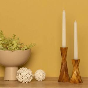 Set of 2 <b>Silver</b> Wood Tea Light & <b>Lantern</b> Stand Elegant Candle Holders & Jars for Home Wedding & Christmas Decor - Product Image 3