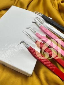 Nouveau revêtement en poudre de différentes couleurs de haute qualité et différents styles pince à épiler d'extension de cils à pointe argentée Instruments de beauté - Product Image 2