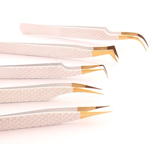 Juego de Pinzas de Belleza de Acero Inoxidable con Agarre de Diamante, Calidad Profesional, Antiestáticas, Herramienta de Precisión para Injerto de Pestañas, Marca Privada - Product Image 1