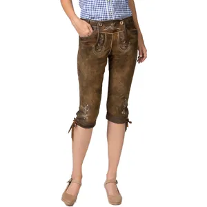 Bavarian Genuine Leather Lederhosen Shorts Women's Bavarian Lederhosen Brown Oktoberfest German Breathable lederhosen